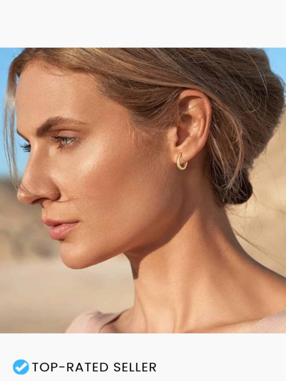 Gold Huggie Hoop Earrings Hypoallergenic Lightweight Women Jewelry - Picture 3 of 7